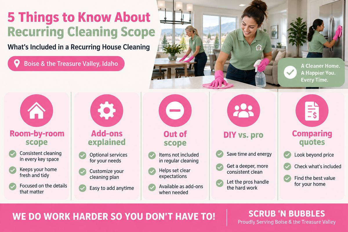 5 Things to Know About Recurring Cleaning Scope — Scrub 'N Bubbles Cleaning, Boise & the Treasure Valley